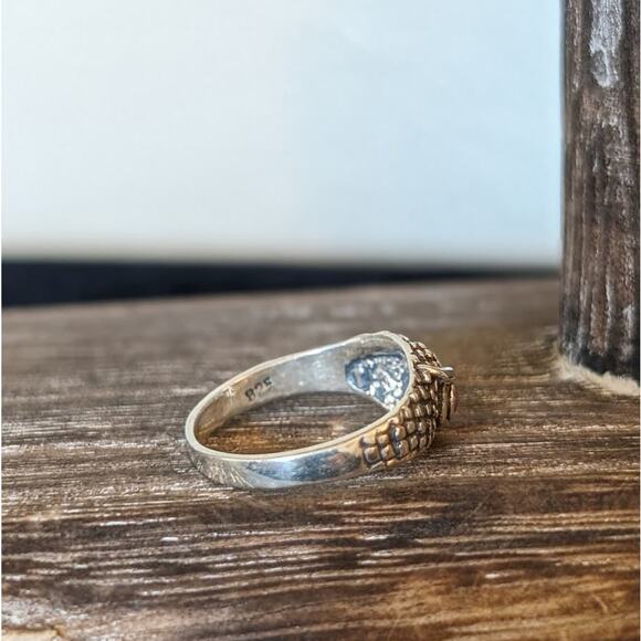 925 Sterling Red Spinel Eyed Owl Ring Sz 5-5.25 - Picture 4 of 8